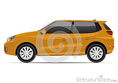 Realistic yellow compact SUV car side view Vector Illustration