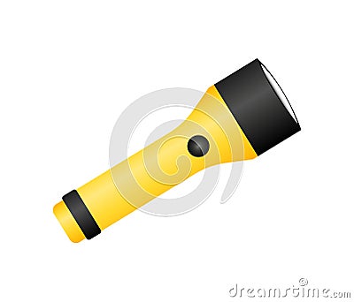 Realistic yellow flashlight Cartoon Illustration