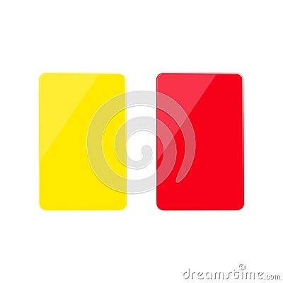 Realistic yellow and red football card. Referee cards in soccer. Vector Vector Illustration