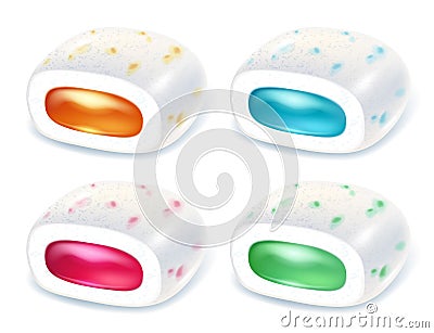 Realistick chewing gum pellets set. Vector Illustration