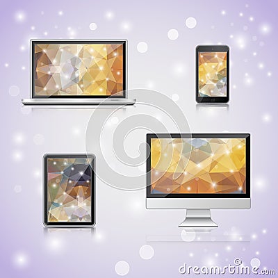 Realistick Electronic Devices set Vector Illustration