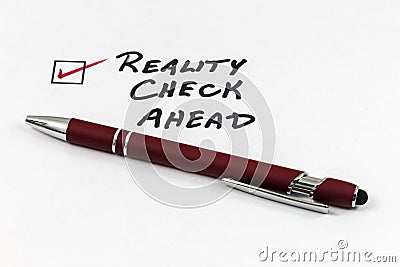 Reality check ahead truth practice actuality perspective real life Stock Photo