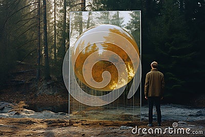 Reality Distorted: A Surreal Journey Through Mirrors and Reflections Stock Photo