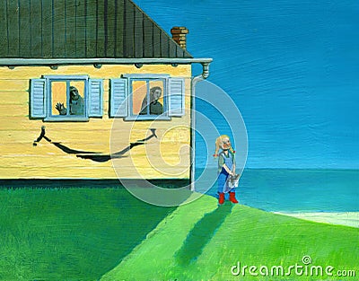 Reality seen by child smiles Stock Photo