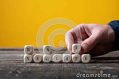 Realize and new life game of words Stock Photo