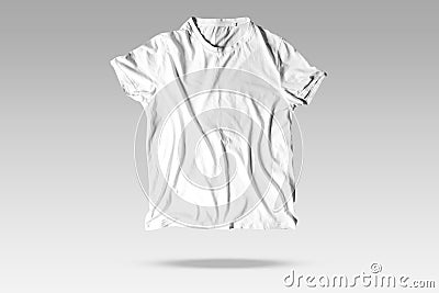 Reallistic Wrinkles White Unisex T-Shirt With Elegant Background Mockup Stock Photo