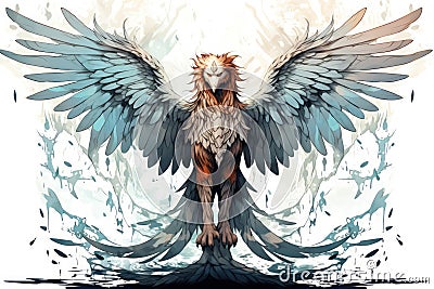 Loyal griffins, majestic creatures with the body of a lion and the wings of an eagle - Generative AI Stock Photo