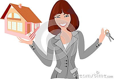 Realtor with model of the house Stock Photo