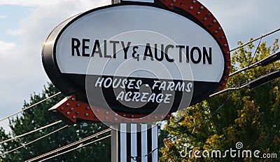 Realty and Auction, Houses, Farms and Acreage Editorial Stock Photo
