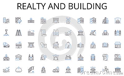Realty and building line icons collection. HTML, CSS, JavaScript, PHP, Python, Ruby, Java vector and linear illustration Vector Illustration