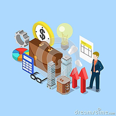 Realty estate accounting bookkeeping flat 3d isometric vector Vector Illustration