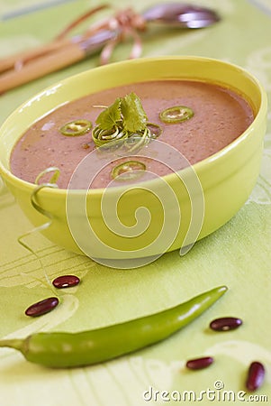 Ð¡ream soup from red string bean Stock Photo