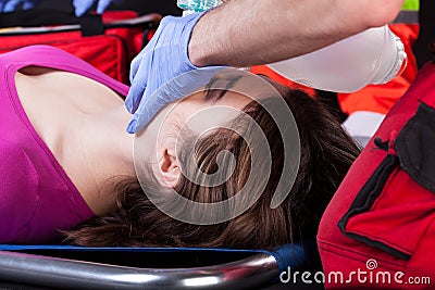 Reanimation of young woman Stock Photo