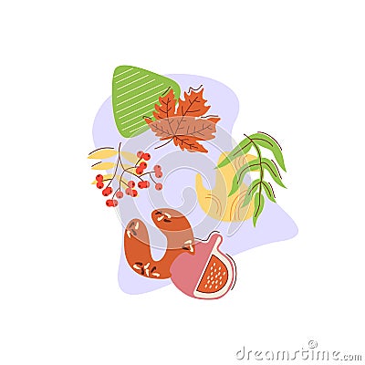 Reaping autumn harvest flat vector concept illustration with abstract shapes Vector Illustration