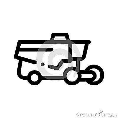 Reaping Harvester Vehicle Vector Thin Line Icon Vector Illustration