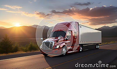 rear box red robot truck, AI generative Stock Photo