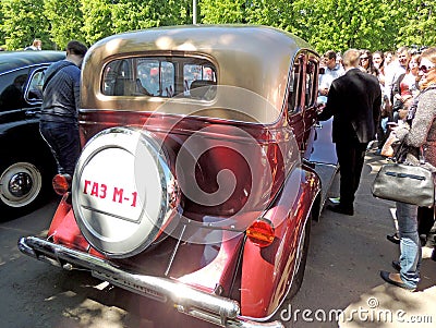 Rear elevation of Soviet retro car of 1930s GAZ M1 Editorial Stock Photo