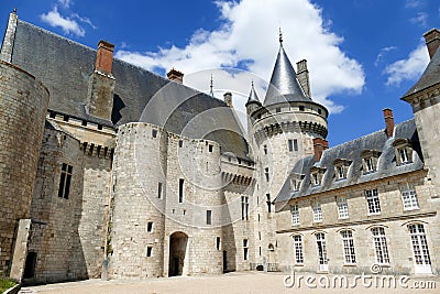 Rear facade of the castle of Sully-sur-Loire Stock Photo