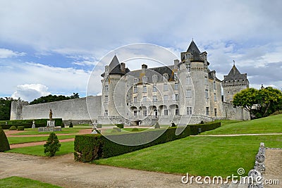 Rear facade and gardens of the ChÃ¢teau de La Roche Courbon Editorial Stock Photo