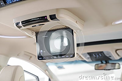 rear seat monitor in a toyota mpv Stock Photo