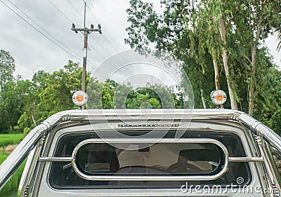 Rear section of old and vintage pick up car Stock Photo