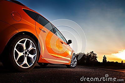 Rear-side view of a luxury car Stock Photo