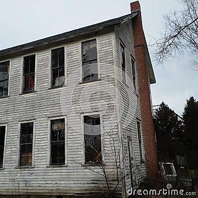 Rear side view old church school house in Enterprise PA Stock Photo