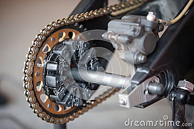 Rear sprocket and chain sports bike Stock Photo