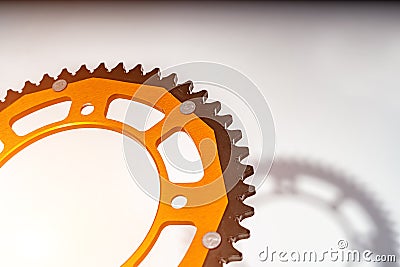 The rear star of the motorcycle of orange color close up Stock Photo