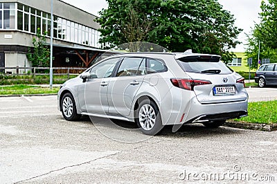 Rear of Toyota Corolla Touring Sports with hybrid HSD engine Editorial Stock Photo
