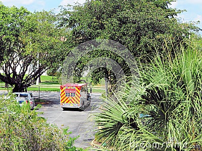 Rear view of ambulance fire engine in Florida Stock Photo