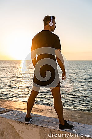 rear view of athletic adult man Stock Photo