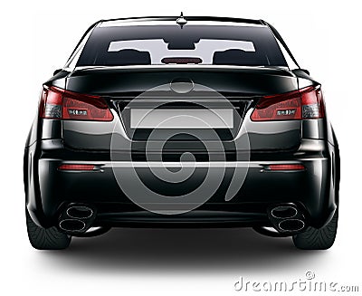 Rear view of black sedan car Stock Photo