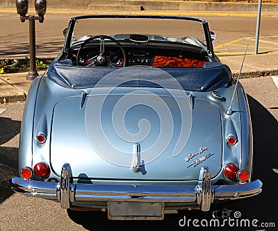Rear View Of A Classic Antique blue Austin Healey Editorial Stock Photo