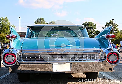Rear view of emerald blue Cadillac sedan Editorial Stock Photo