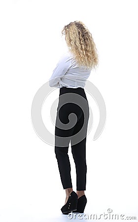 Rear view.employee looking at copy space Stock Photo
