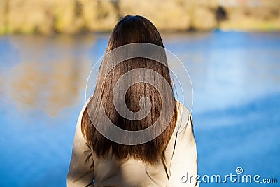 Rear view, Hair beauty little girl model Stock Photo