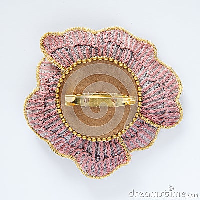 Rear view of handmade brooch Stock Photo
