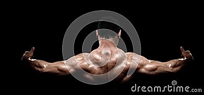 Rear view of healthy muscular young man Stock Photo