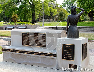 Memphis Belle Memorial Statue and Bronze Plaque Editorial Stock Photo