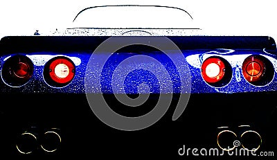 Rear view of a blue sports car Stock Photo