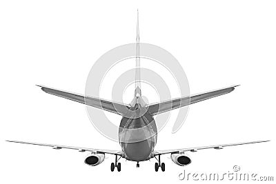 Rear view Passenger aircraft isolated on white background with c Stock Photo