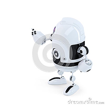 Rear view of robot pointing at invisoble object Stock Photo