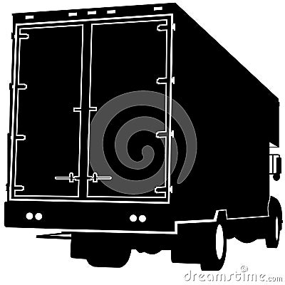 Rear View Truck Silhouette Vector Illustration