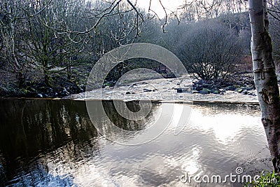 rear view of waterfall on roch river in roch valley Stock Photo