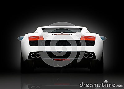 Rear view of white supercar Stock Photo