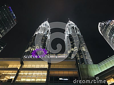 Rear View Of The World Famous Twin Towers in Malaysia Editorial Stock Photo