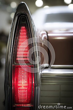 Rear vintage tail light. Stock Photo