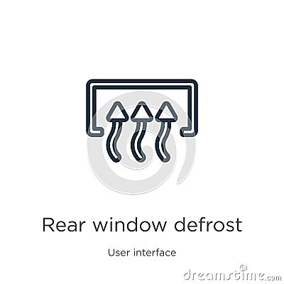Rear window defrost icon. Thin linear rear window defrost outline icon isolated on white background from user interface collection Vector Illustration