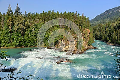 Fraser River rushing over Rearguard Falls in the Canadian Rocky Mountains, Mount Robson Provincial Park, British Columbia, Canada Stock Photo